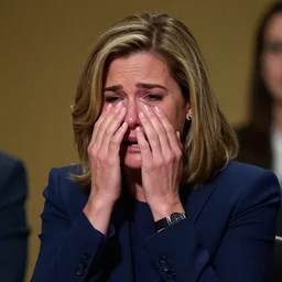 liz cheney crying, she is very sad, poor thing