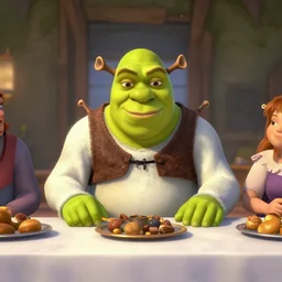 shrek at the last supper table