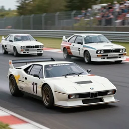 single racecar 1 9 8 8 lancia 0 3 7, audi quattro, bmw m 1, movie still, vintage footage on tokyo streets, volumetric lighting, f 8 aperture, cinematic eastman 5 3 8 4 film