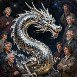 a graceful dragon with chrome scales in outer space, tim hildebrandt, wayne barlowe, bruce pennington, donato giancola, larry elmore, oil on canvas, masterpiece, trending on artstation, featured on pixiv, cinematic composition, dramatic pose, beautiful lighting, sharp, details, hyper - detailed, hd, hdr, 4 k, 8 k