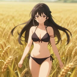 isekai cute anime girl bikini samurai ronin vagabond ( aesthetic ). in wheat field beautiful lineart, depth focus, rankings pixiv, artstation, chromatic aberration, soft lighting, srgb, 4 k artstation, hdr, cinematic, motion blur, marmoset, blender 3 d, by tooth wu