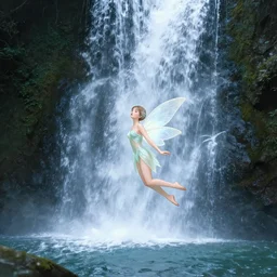 water fairy, waterfall, art style ignio straffi