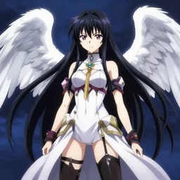 anime albedo from overlord, overlord anime tv series, with long black hair and angel wings