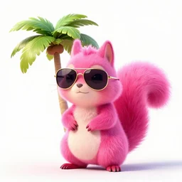 squirrel, neon pink, palm trees, furry, cute, smug facial expression, disney zootopia, zootopia, concept art, aviator sunglasses, smug expression, synthwave style, artstation, detailed, award winning, dramatic lighting, miami vice, digital illustration, art by greg rutkowski