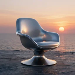 futuristic chair, crisp, artstation, luxury, beautiful, dim painterly volumetric aquatic sunset lighting, 3 d concept art