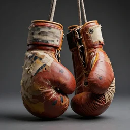 a beautiful sculpture made of old textile and boxing gloves, epic lighting, cinematic composition, hyperrealistic, 8 k
