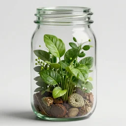 a glass jar filled with plants, highly detailed, digital art, sharp focus, trending on art station