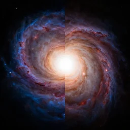 a realistic photo of the universe split in half taken by james webb