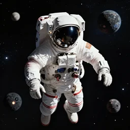 An astronaut in orbit around a black hole, concept art by NASA