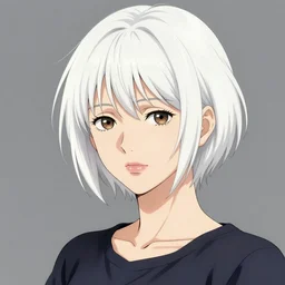 portrait of a woman with short white hair, medium shot, illustration, highly detailed, high quality, by hiromu arakawa