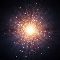 the photon and the particles colliding into a new creation