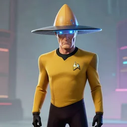 fascist tyrant captain picard tng with huge cyberhat, in cyberpunk 2 0 7 7 cp 2 0 7 7
