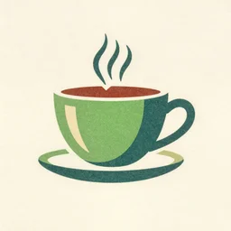 coffee cup logo by mcbess full colour print vintage colours, 1 9 5 0 s, by conran roset