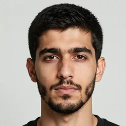 portrait photograph of a intimidating handsome, confident, humble young adult persian half - jewishjoe penna | medium upturned eyes | slightly rectangular oval face | short, straight, black, neat hair | slightly narrow, medium length, slightly stub nubian nose | good skin | very short beard | taken by steve mccurry