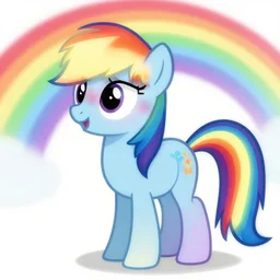 a little pony with a rainbow in the background, vector art, featured on deviantart, computer art, booru, irridescent, speedpainting