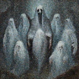 council of ghosts in the style of Greg Rutkowski, realistic painting, high definition, digital art, very detailed