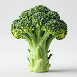 a posing bodybuilder sculpture made entirely from broccoli, head of broccoli, studio photo