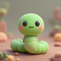 symmetrical intricate murky clay very cute friendly big eyes smiling green worm character kawaii, in the style of craola, macro lens, shallow depth of field, highly detailed, digital painting, trending artstation, concept art, illustration, cinematic lighting, pastel, photorealism, epic, octane render