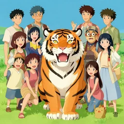 maximalist joyful tiger, trending on pixiv fanbox, painted by makoto shinkai takashi takeuchi studio ghibli, akihiko yoshida, yoshitaka amano, wangechi mutu, clean cel shaded vector art. shutterstock. behance hd by lois van baarle, artgerm, helen huang, rossdraws, illustration