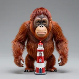 portrait of a red orangutan as doctor who curve lighthouse toy, photo realistic, highly detailed, perfect face, fine details, by carl spitzweg, ismail inceoglu, vdragan bibin, hans thoma, greg rutkowski, alexandros pyromallis