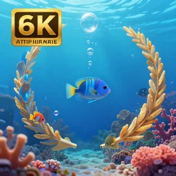 A underwater world with a bubbles, fish and coral, digital art, trending on artstation, award winning, 8k, volumetric lighting