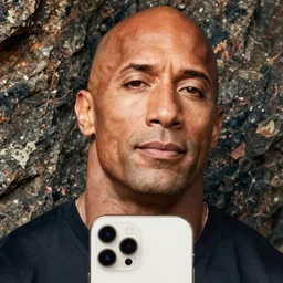 rock with the face of dwayne johnson, shot on iphone