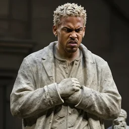 angry stone statue of chris brown