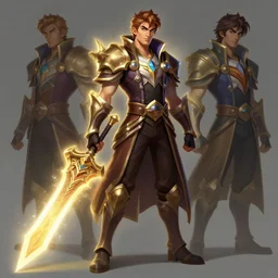 a league of legends character concept art!! by artgerm and greg rutkowski and atey ghailan. in the cartoon style of arcane!! full body!! clear portrait of a hero in uniform!! fantasy weapon!! light effect. hyper detailed. glowing lights!! intricate, elegant, digital painting, artstation, smooth, sharp focus