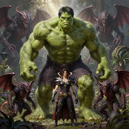 portrait of marvels hulk by hr giger, greg rutkowski, luis royo and wayne barlowe as a diablo, resident evil, dark souls, bloodborne monster, elden ring creature, [ [ [ [ [ [ [ in a garden ] ] ] ] ] ] ]