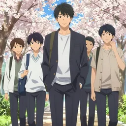 boy's love anime high school scene spring setting, noon time, high detail concept art, perfect proportions tall handsome young men, realistic shaded lighting poster ilya kuvshinov, katsuhiro, jeremy lipkin and michael germash, makoto shinkai, loish and clamp style, trending on art station, best selling artist