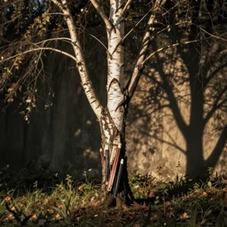 birch tree looking like pencils by Lars Lerin