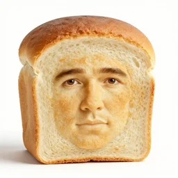 a beautiful photo of a bread with a graved face of brad pitt,
