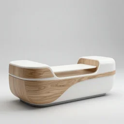 a futuristic service counter. timber and white corian, by fzd school of design