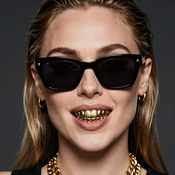 gal gadot face as doja cat wearing gold chain with gold teeth and sunglasses by greg rutkowski by artgem trending on artstation hero concept art