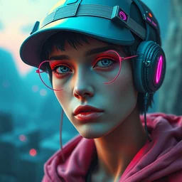 lofi biopunk vaporwave portrait, pixar style, by tristan eaton stanley artgerm and tom bagshaw.