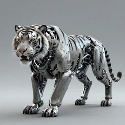 an industrial design render of an advanced robotic biomorph tiger by chris foss, industrial, biomimetic, bionic, futuristic, 3D unreal render, 8K, artstation