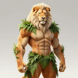 aesthetic portrait commission of a  of a male fully furry muscular anthro albino lion in orange in attractive outfit made entirely out of forest ferns,digital art,art by greg rutkowski, charles bowater, charlie bowater, ross tran, artgerm, and makoto shinkai, detailed face, hyperdetailed, photorealistic, artstation, deviantart, 4k, detailed, inked, western comic book art, award winning painting ,high definition