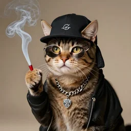 a gangsta cat smoking with snoop dog
