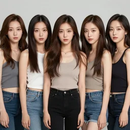 “ five identical pretty women side by side, hyper realistic, in the style of julie bell ”