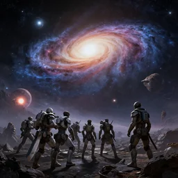 the galactic battle near the alpha centauri, 8 k uhd, unreal engine, octane render in the artstyle of finnian macmanus, john park and greg rutkowski