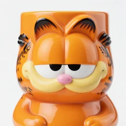 a closeup photorealistic photograph of an orange garfield style tiki mug at a trader vic's bar with garfield's cat face on the front. tiki party. bright scene. fine detail. this 4 k hd image is trending on artstation, featured on behance, well - rendered, extra crisp, features intricate detail, epic composition and the style of unreal engine.