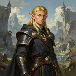 A comic book style portrait painting of elf cleric in a stunning fantasy landscape, unreal 5, DAZ, hyperrealistic, octane render, RPG portrait, dynamic lighting