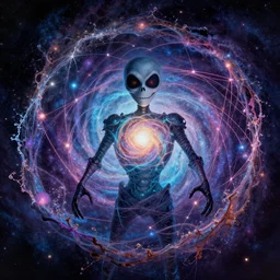 galaxy bender experiencing the quantum field, elevated consciousness, beautiful astrological neural network, matte painting and tim burton comic book art, twist of time, realistic, trending on artstation, sharp focus, depth of field, cinematic composition, physics splashes of colors, science fiction, octane render
