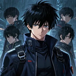 killua zoldyck black hair, detailed face, beautiful face, rain, techwear, streetwear, cyberpunk style outfit, greg rutkowski, ross tran, takato yomamoto, wlop, ilya kuvshinov, intricate complexity, detailed portrait, 4 k, cinematic lighting, artstation, sharp focus, smooth, makoto shinkai