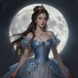 a beautiful digital painting of a princess, princess, the moon behind her, intricate, cinematic lighting, highly detailed, digital painting, concept art, smooth, sharp focus, illustration, art by tom bagshaw, artgerm and greg rutkowski