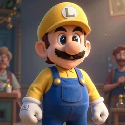 hyper realistic, portrait of a mega derpy luigi by greg rutkowski, scott m fischer, artgerm, loish, slight glow, atmospheric, anne stokes, alexandros pyromallis, vfx
