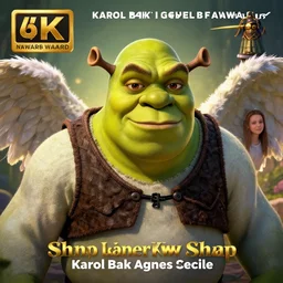 shrek as an angel, hyperrealistic portrait, by karol bak and agnes cecile and artgerm, fantasy art, photo realistic, dynamic lighting, artstation, poster, volumetric lighting, very detailed face, 8 k, award winning