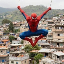 spiderman swinging at a favela, 4k, hd