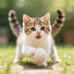 a happy kitten playing with a fur ball on a sunny day colorful hyperrealism volumetric light detailed