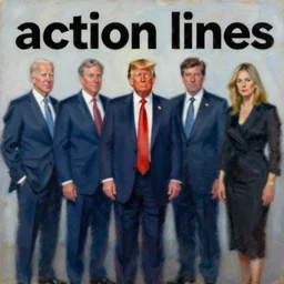 joe biden, jeffrey epstein, donald trump, bill clinton, ted cruz, ghislaine maxwell, painting by phil hale, fransico goya,'action lines '!!!, graphic style, visible brushstrokes, motion blur, blurry, visible paint texture, crisp hd image